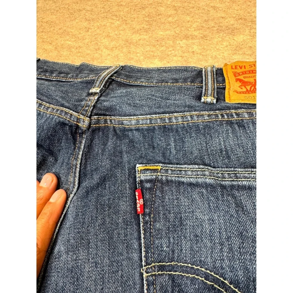 Levis 501 Original Jeans Men 38x30 Blue Denim Dark Wash Logo Straight Leg Cotton